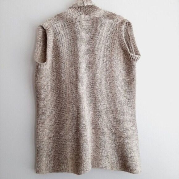 360 SWEATER / Open Front Chunky Knit Cardigan Sweater w/ Pockets Oatmeal Sz S - Picture 6 of 11